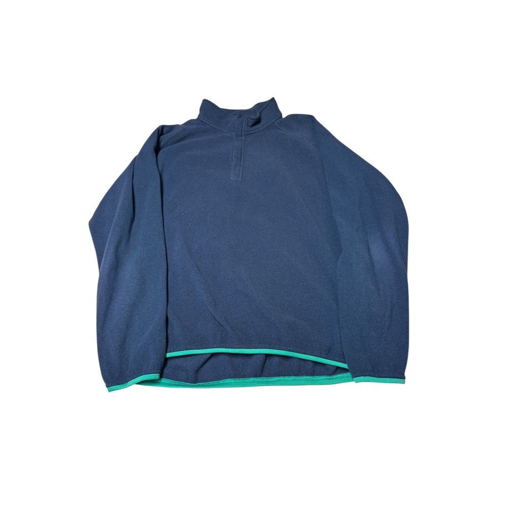 Peter Millar Warmth Fleece Pullover Mens XL Navy Blue Teal Trim Quarter Zip Logo